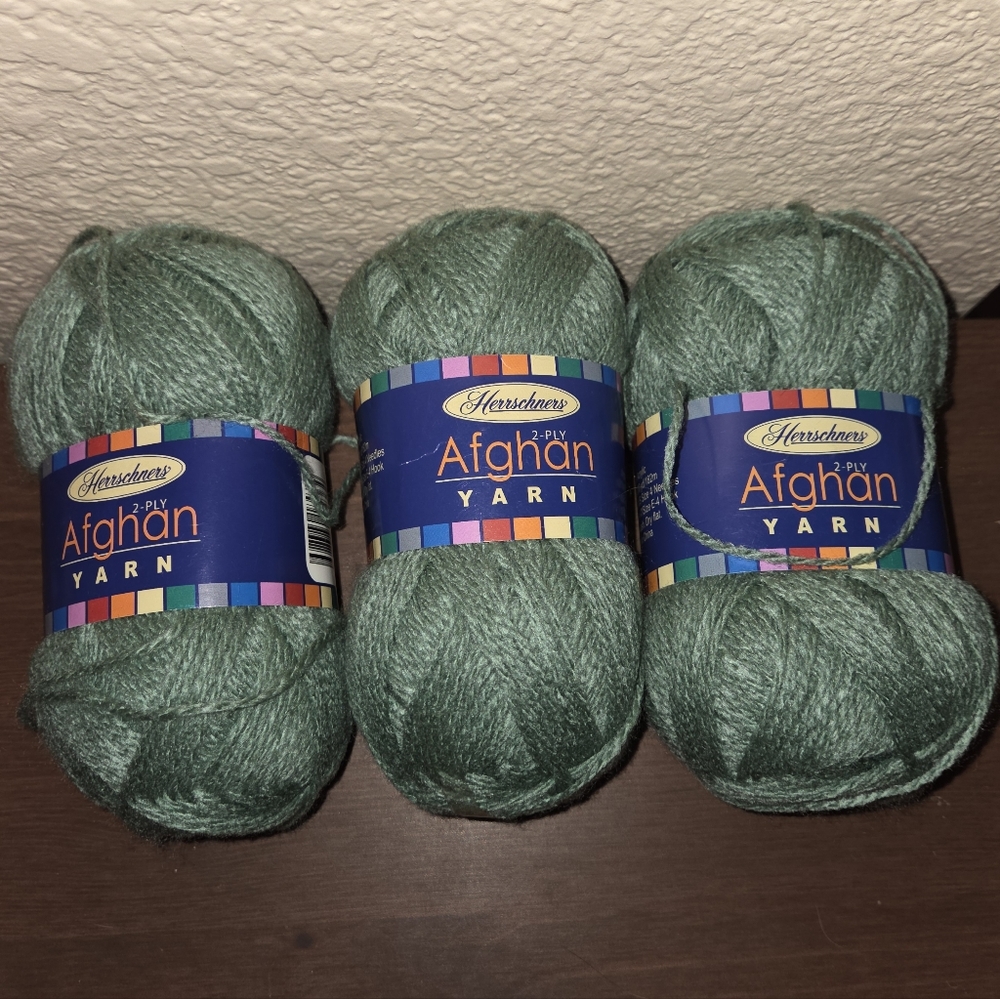 Herrschners 100% Acrylic Afghan Yarn - Green 2-Ply Skein (3-Pack)